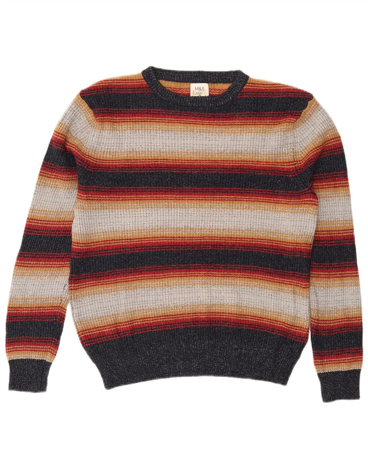 Suéter masculino Marks & Spencer com gola redonda listrado médio multicolorido
