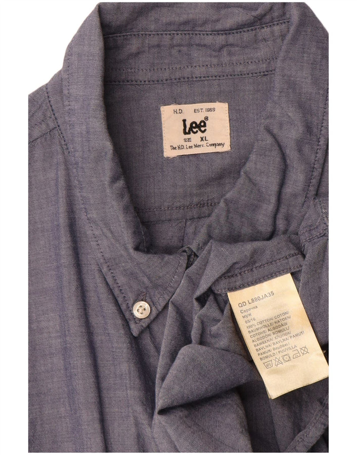 Camisa masculina Lee XL azul marinho algodão