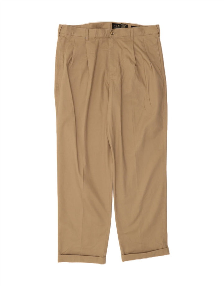 EDDIE BAUER Mens Relaxed Fit Pegged Chino Trousers W38 L33 Beige Cotton Vintage Eddie Bauer and Second-Hand Eddie Bauer from Messina Hembry 