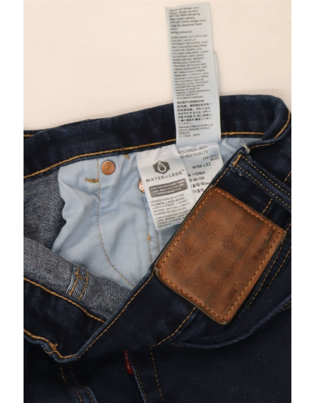 Levi's Masculino 505 Straight Jeans W36 L32 Azul Marinho Algodão