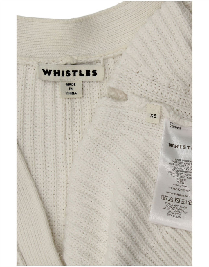 WHISTLES Suéter feminino oversized com corte aberto e algodão branco Reino Unido 6 XS