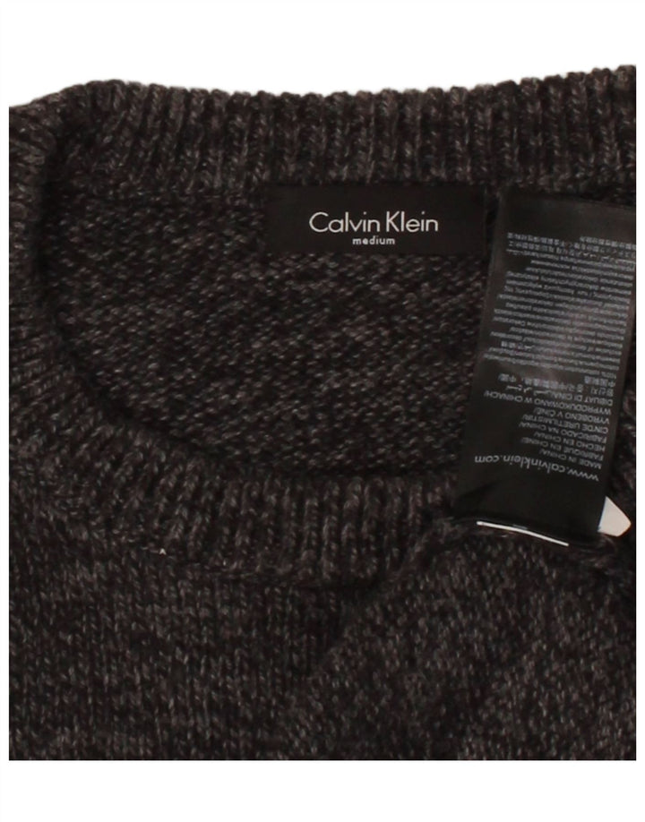 CALVIN KLEIN Mens Crew Neck Jumper Sweater Medium Grey Flecked Cotton Vintage Calvin Klein and Second-Hand Calvin Klein from Messina Hembry 