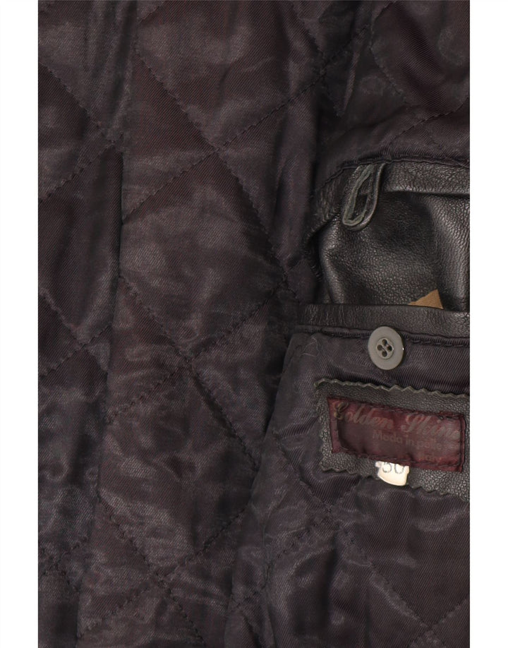 Jaqueta de couro masculina vintage IT 50 grande preta