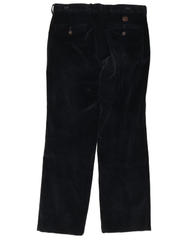 Calça masculina de veludo cotelê Marks & Spencer Blue Harbor reta W34 L29 marinho