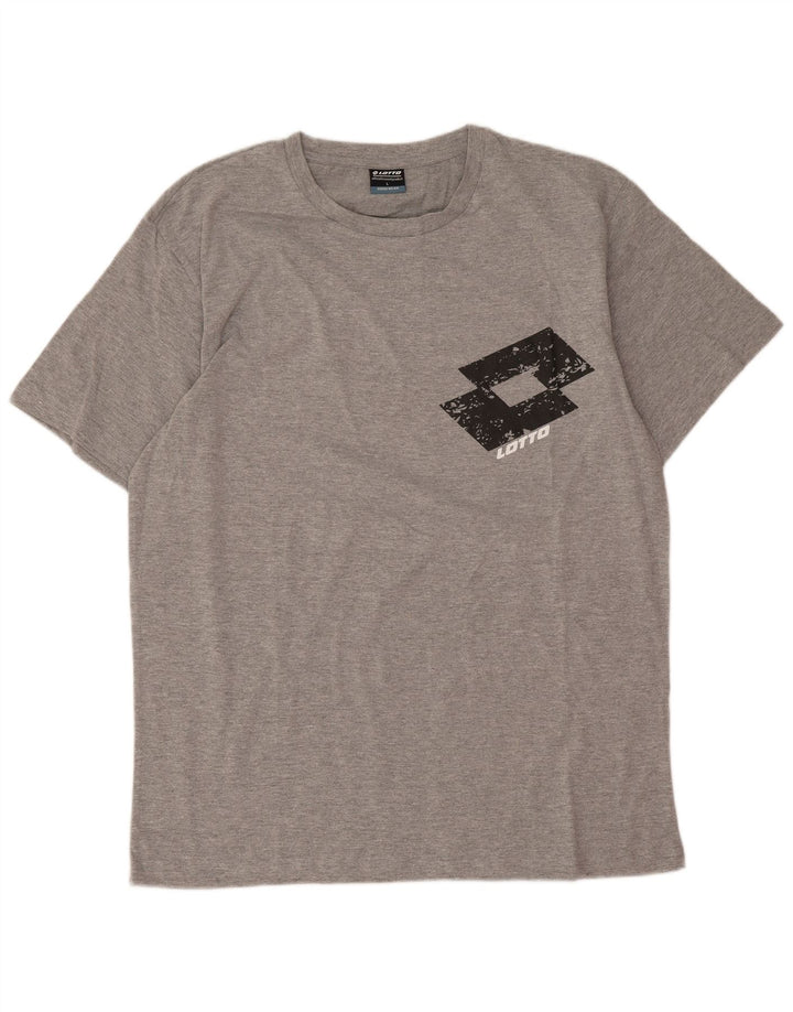 Camiseta masculina gráfica Lotto Top grande algodão cinza