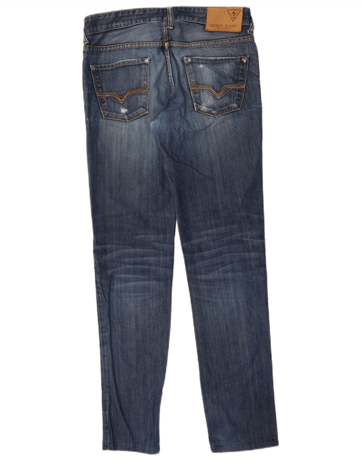 GUESS Mens Slim Jeans W30 L31 Azul Algodão