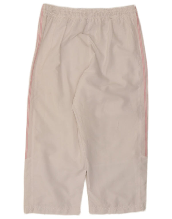 Adidas Womens Capri Calças de treino UK 12 Médio Branco Poliéster
