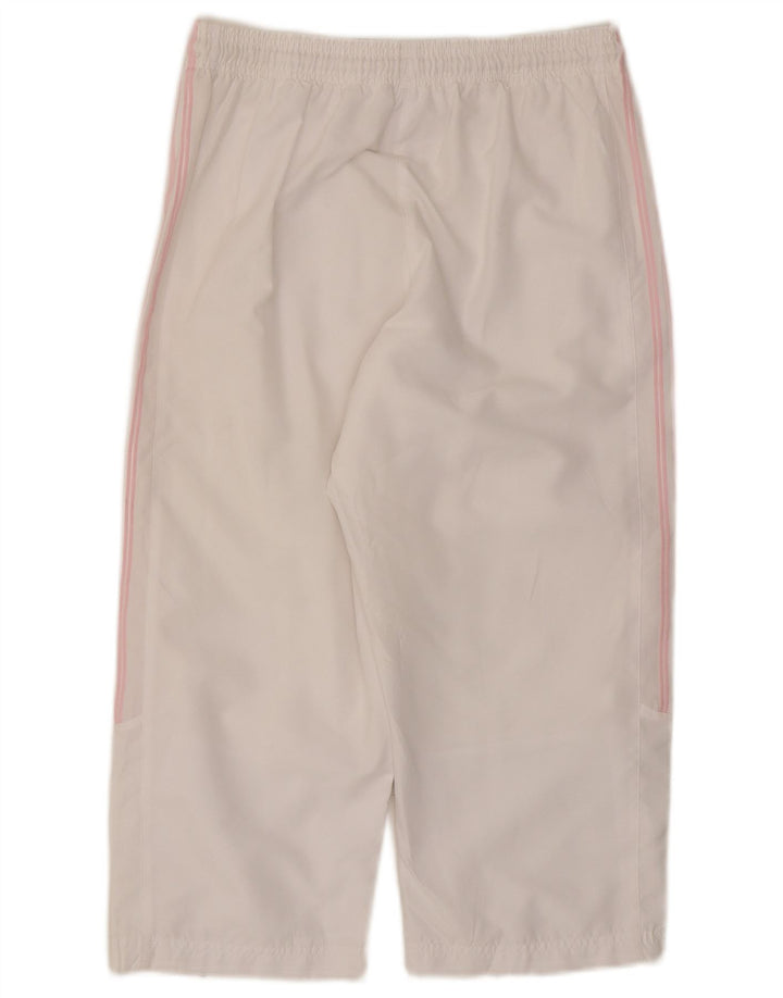 Adidas Womens Capri Calças de treino UK 12 Médio Branco Poliéster