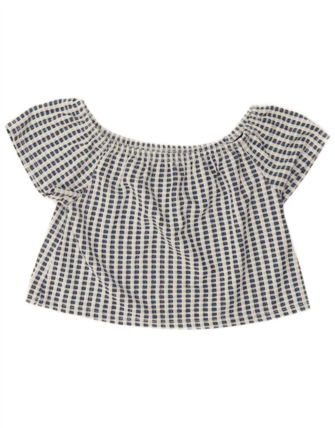 Zara Womens Trafaluc Crop Top UK 10 Pequeno Azul Check Poliéster