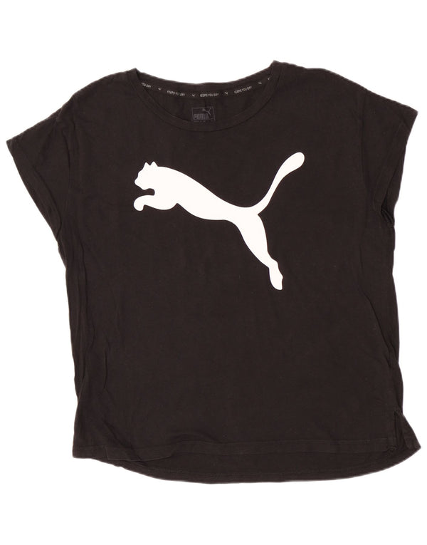 Camiseta feminina Puma manga curta gráfica top UK 12 médio preto