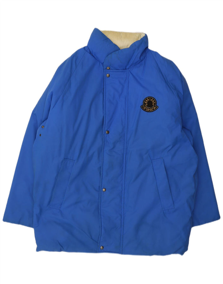 Moncler Jaqueta masculina acolchoada com capuz tamanho 3 grande poliamida azul
