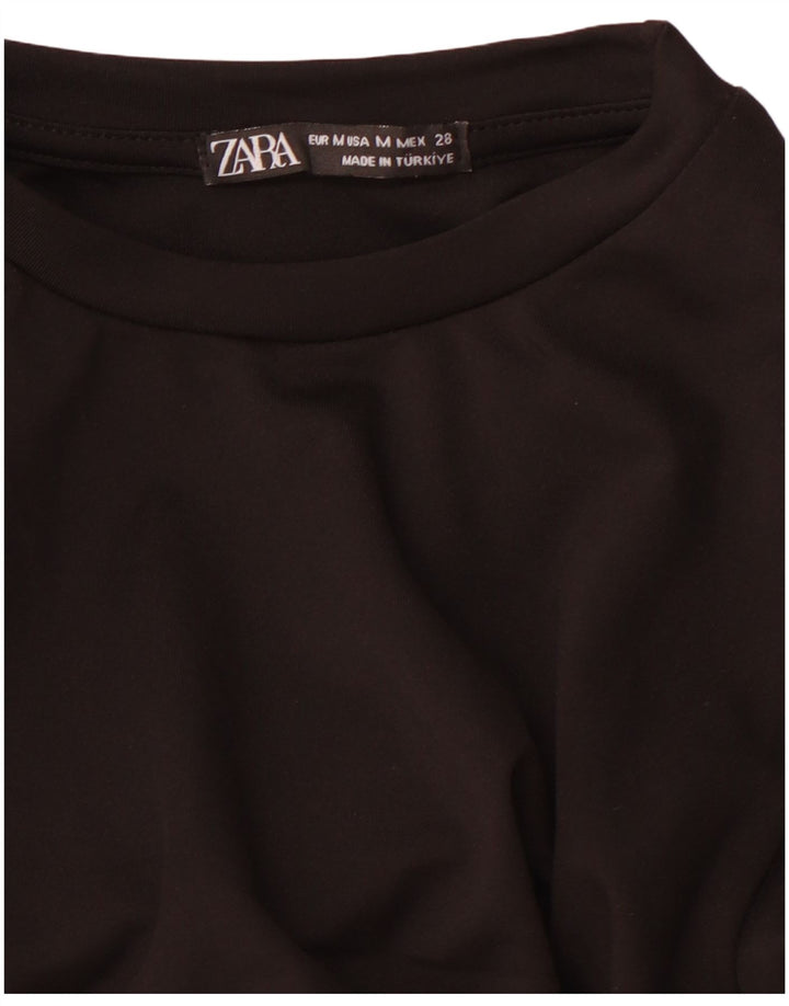 Vestido maxi feminino de manga comprida ZARA UK 12 médio preto