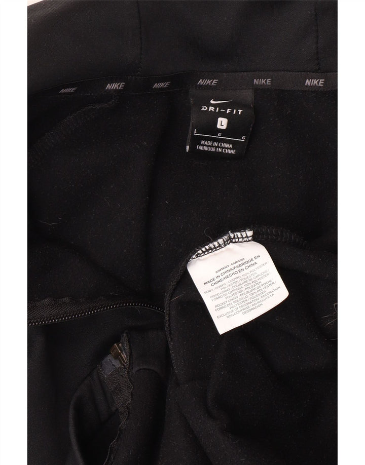 Suéter masculino Nike Dri Fit Zip com capuz médio preto poliéster