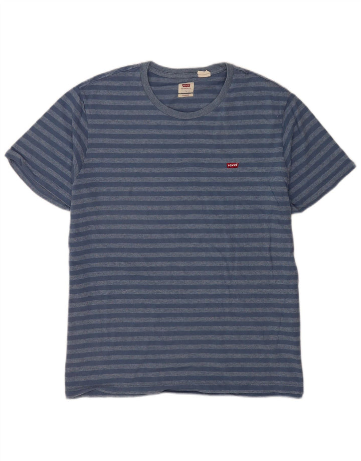 Camiseta masculina padrão Levi's Top grande de algodão listrado azul