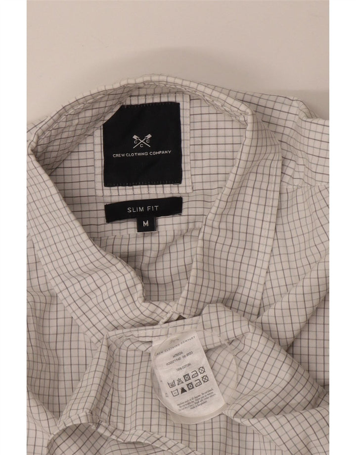 CREW CLOTHING Camisa masculina slim fit médio algodão guingão branco