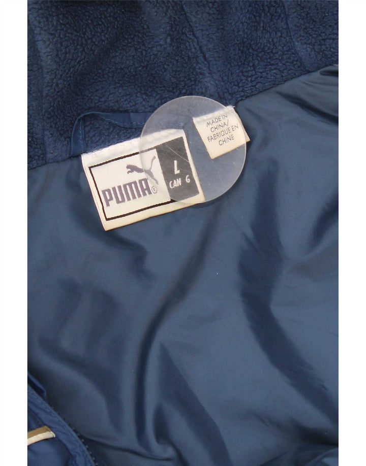 Jaqueta corta-vento masculina Puma com capuz UK 40 grande azul marinho