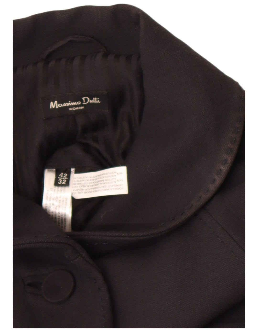 Sobretudo feminino Massimo Dutti EU 42 grande algodão preto