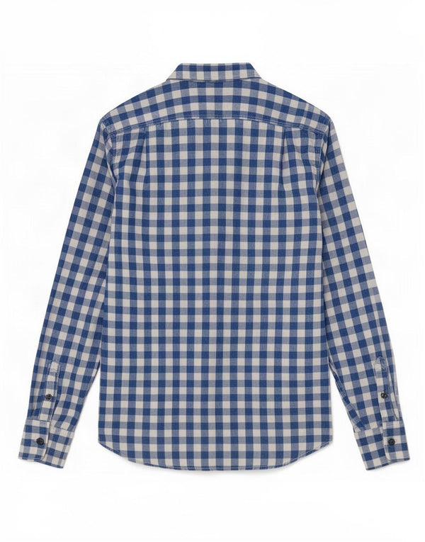 Camisa masculina Superdry grande algodão guingão azul