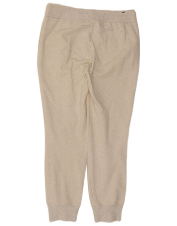 Puma Womens Tracksuit Trousers Joggers UK 14 Large Beige Flecked Cotton