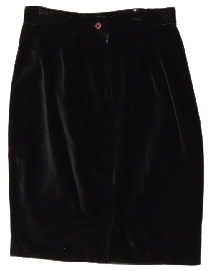 Conjunto de saia feminina superior de veludo com 4 botões e 2 peças IT 42 médio W28 preto