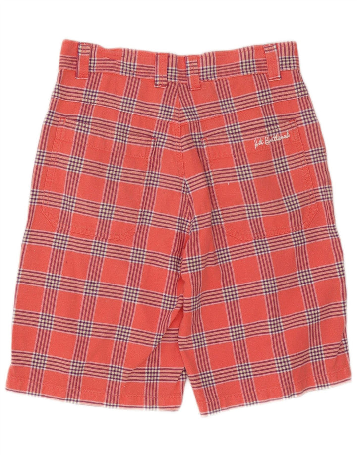 Shorts casuais masculinos vintage W30 médio rosa algodão xadrez