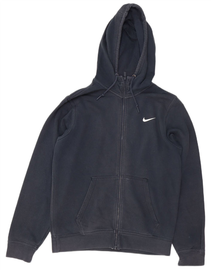 Suéter Nike masculino com capuz e zíper médio azul marinho algodão