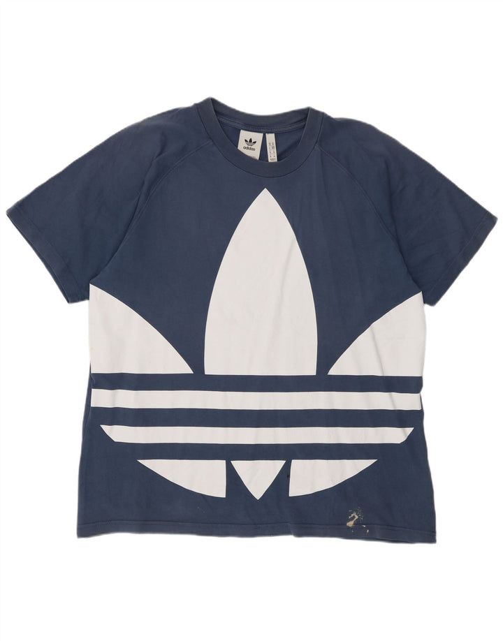 Adidas Mens Graphic T-Shirt Top Médio Algodão Azul