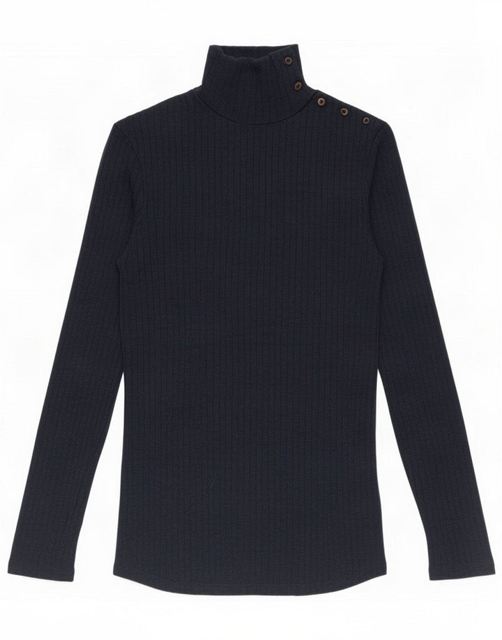 Top feminino Massimo Dutti manga comprida Reino Unido 14 azul marinho médio