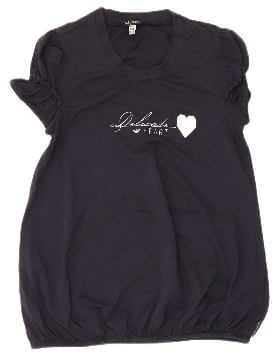 Blusa gráfica feminina Armani Top EU 34 2XS azul marinho algodão