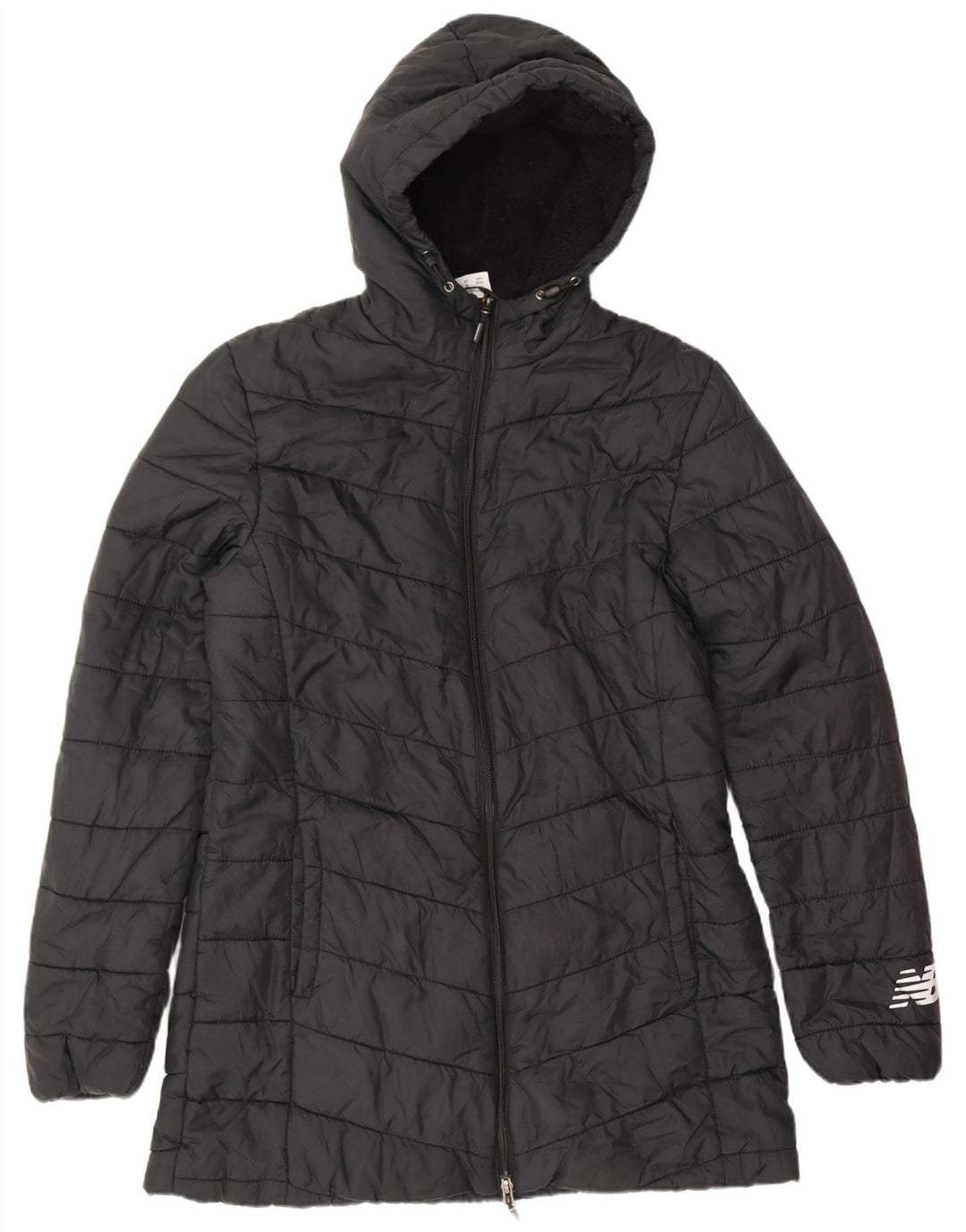 Casaco acolchoado com capuz masculino New Balance UK 12 poliéster preto médio
