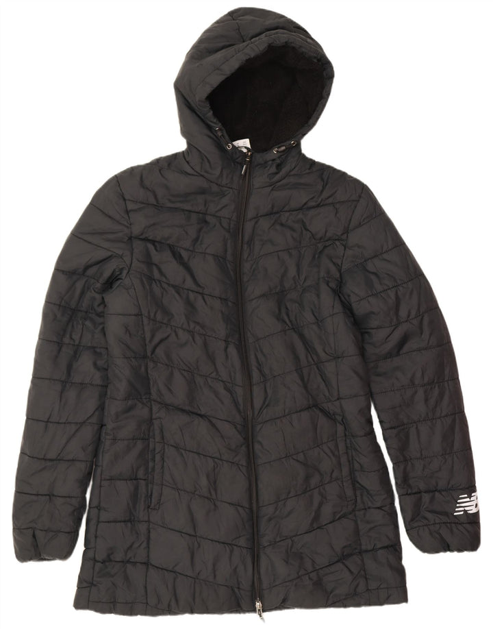 Casaco acolchoado com capuz masculino New Balance UK 12 poliéster preto médio