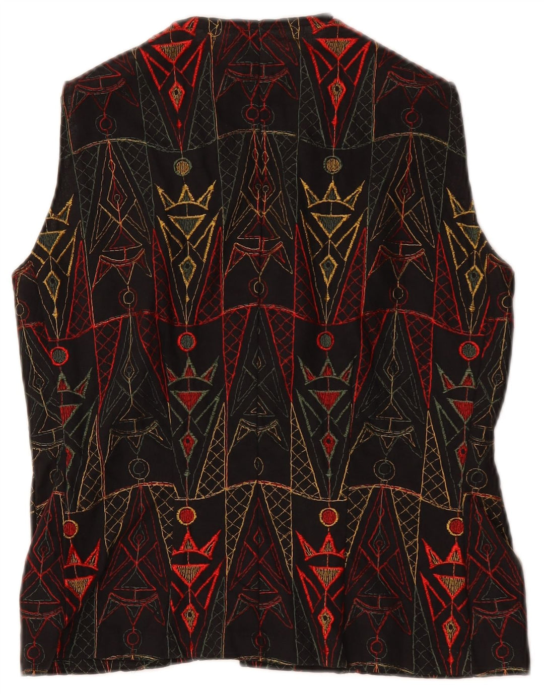 Colete feminino vintage UK 12 médio preto geométrico