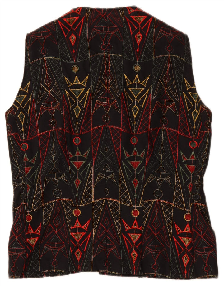 Colete feminino vintage UK 12 médio preto geométrico