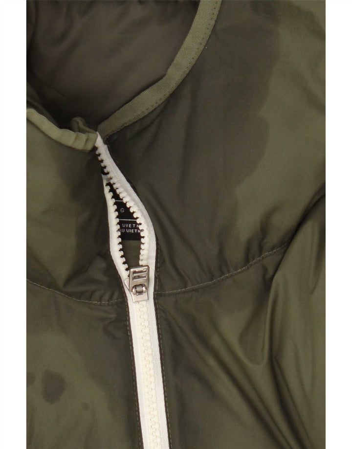 Casaco acolchoado com capuz masculino Nike UK 40 grande poliéster cáqui
