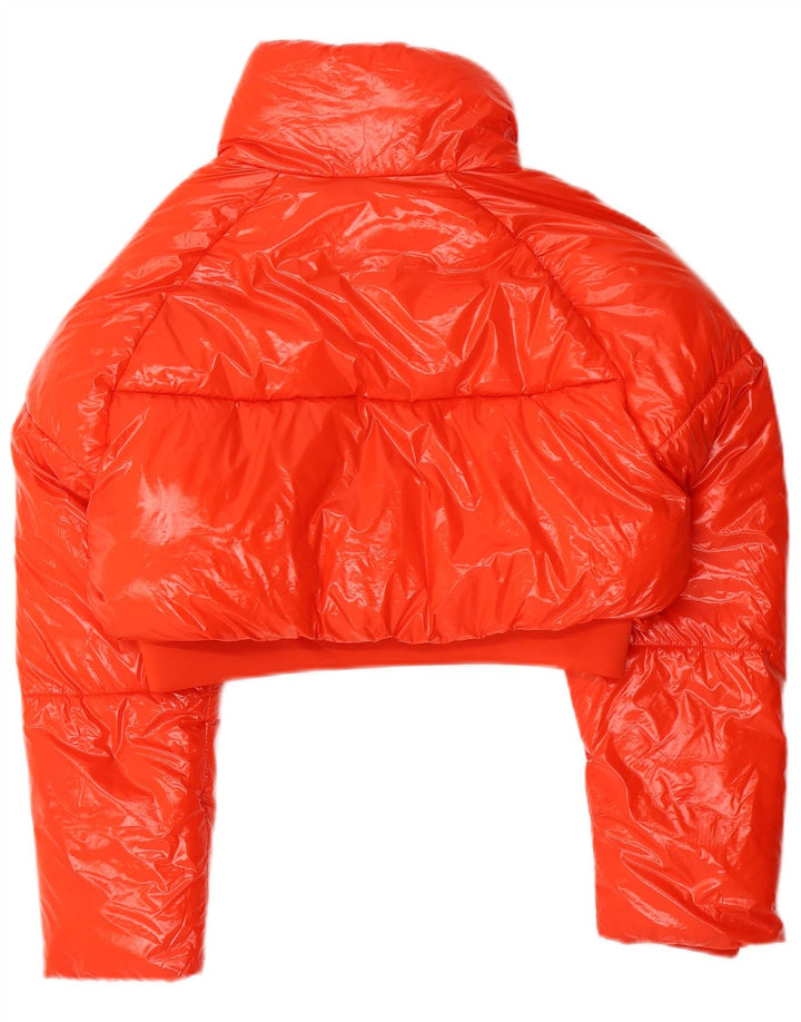Jaqueta acolchoada feminina Zara UK 14 poliéster laranja médio