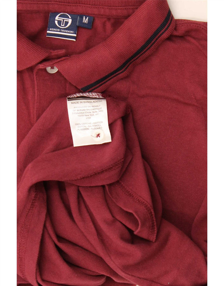 Camisa polo masculina Sergio Tacchini médio algodão listrado Borgonha