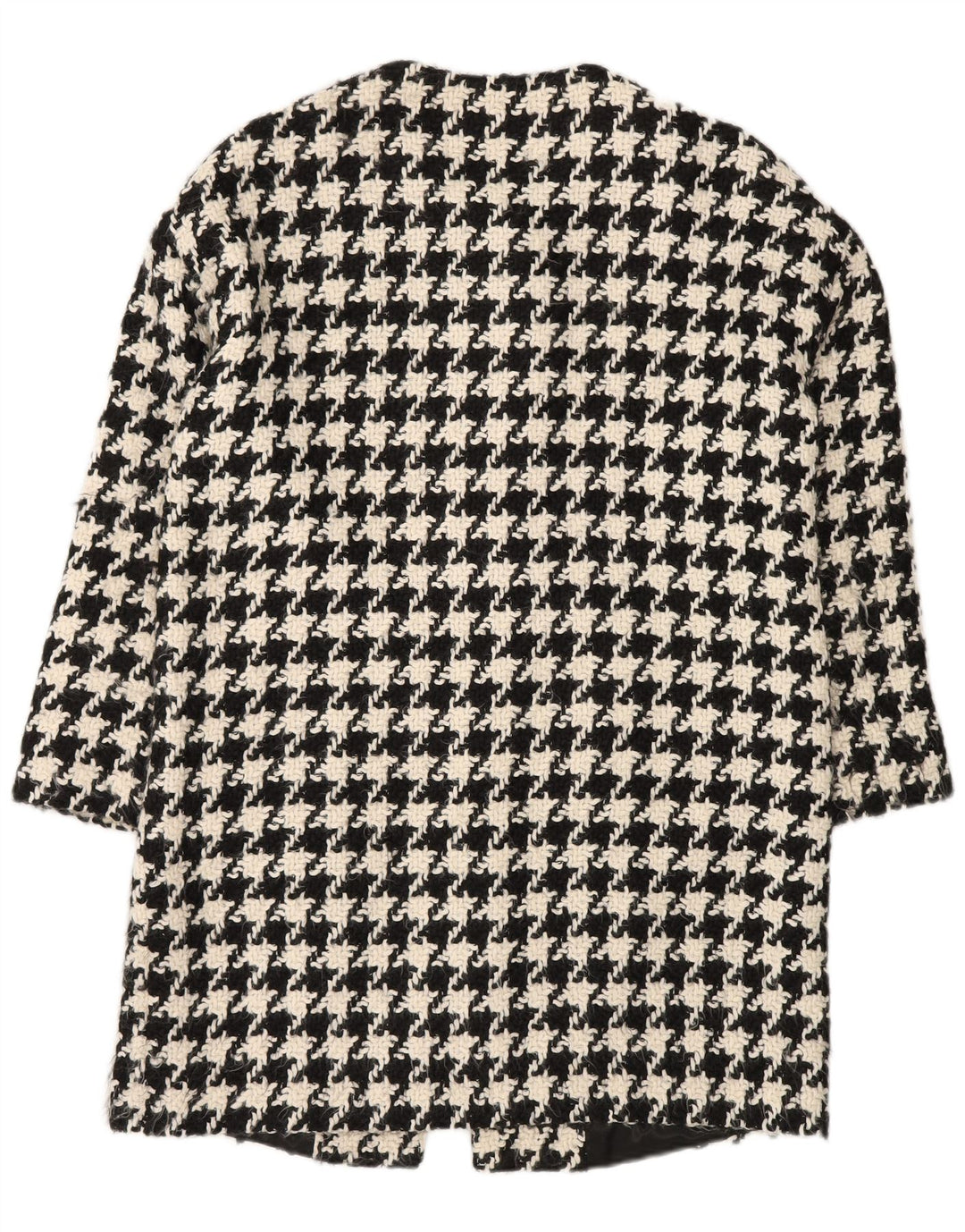 Sobretudo oversized feminino Benetton UK 10 pequeno preto Houndstooth acrílico