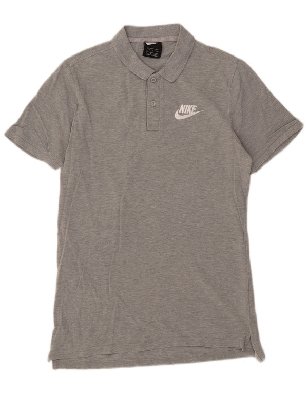 Camisa polo masculina Nike pequena cinza algodão