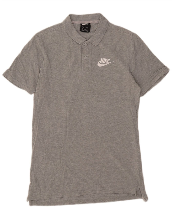 Camisa polo masculina Nike pequena cinza algodão