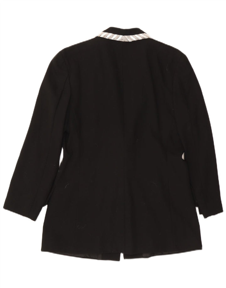 Jaqueta blazer feminina VINTAGE com 1 botão Reino Unido 14 grande lã preta