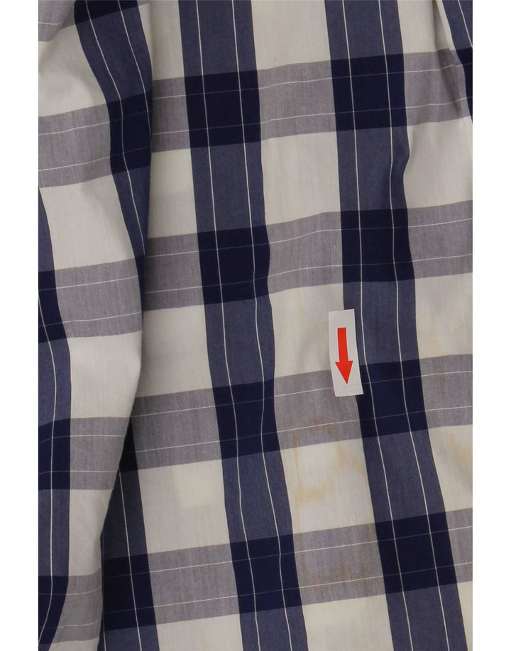 Camisa masculina Hugo Boss Slim Fit tamanho 40 15 3/4 xadrez azul médio