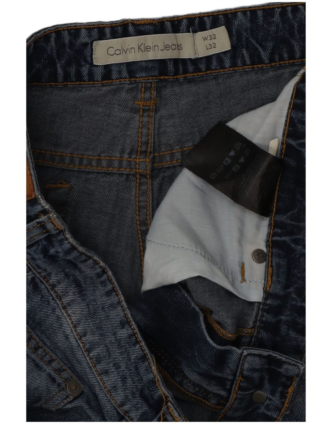 Calça jeans reta masculina Calvin Klein W32 L32 azul algodão