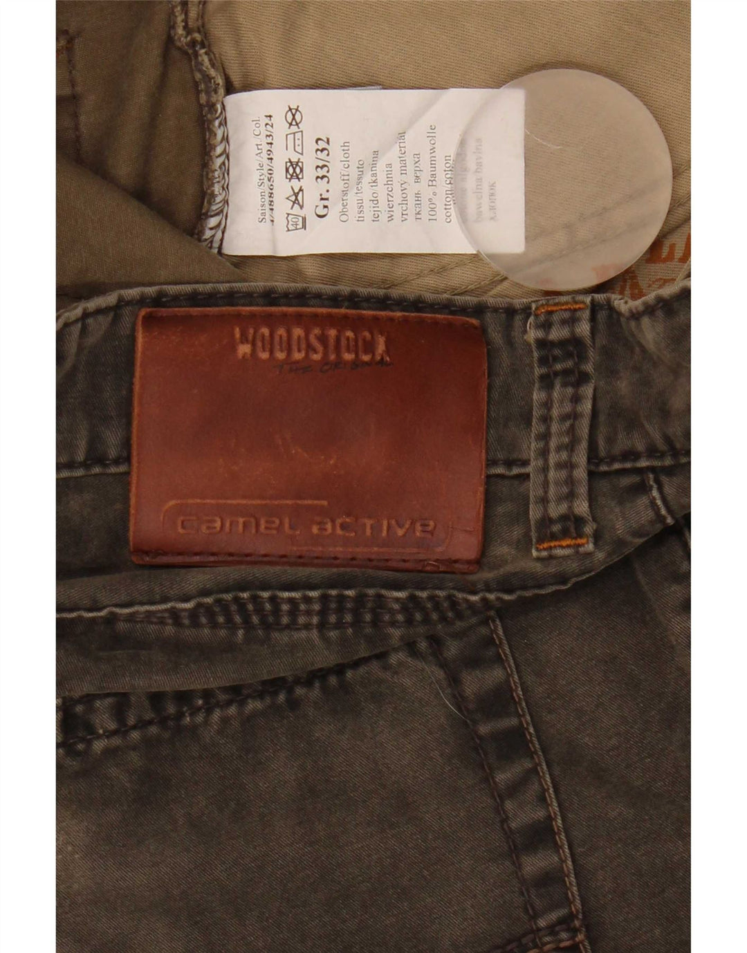 Calça jeans reta masculina Camel Active W33 L32 algodão cáqui