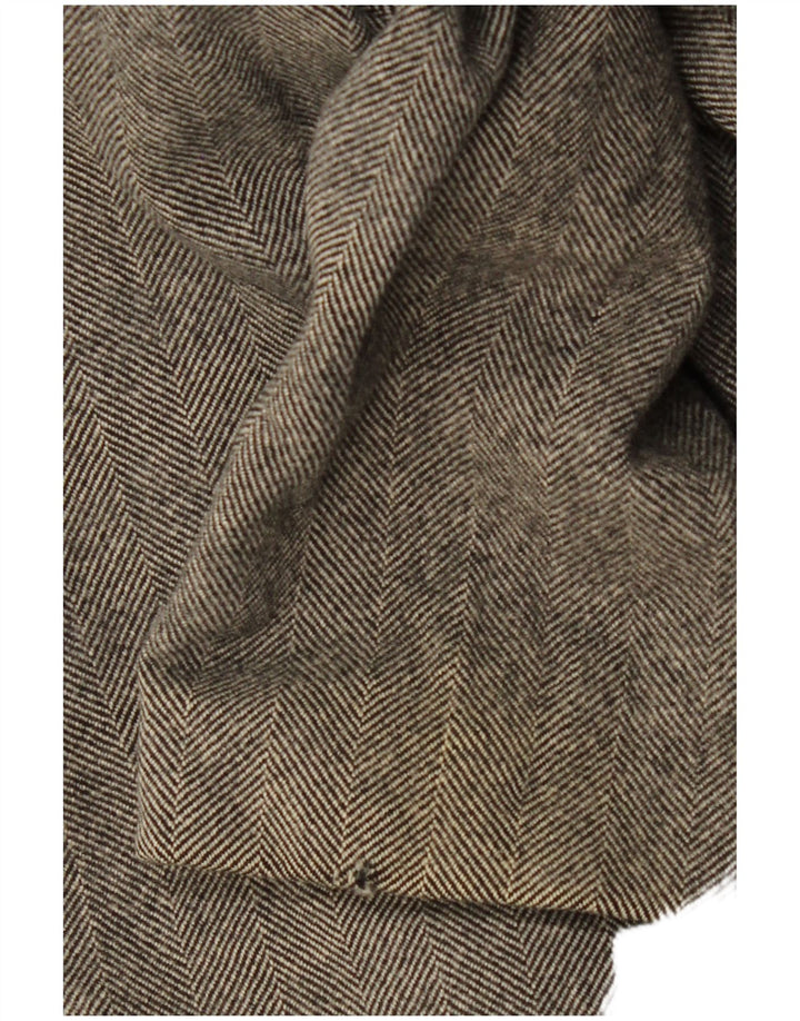 Sobretudo feminino Aquascutum UK 8 pequeno espinha de peixe cinza lã de carneiro
