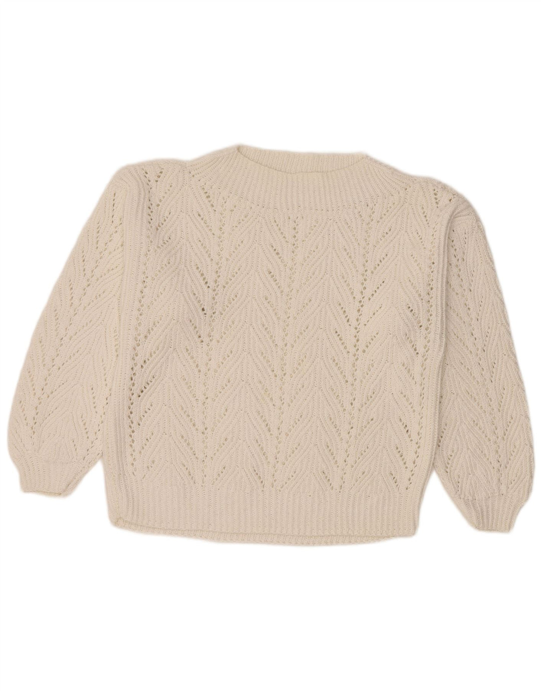 Suéter feminino vintage com gola tartaruga Reino Unido 14 grande branco