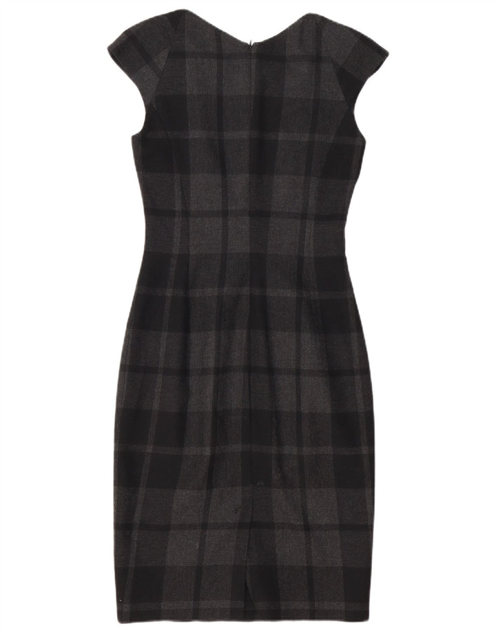 Vestido bainha feminino Karen Millen UK 8 pequeno poliéster xadrez preto