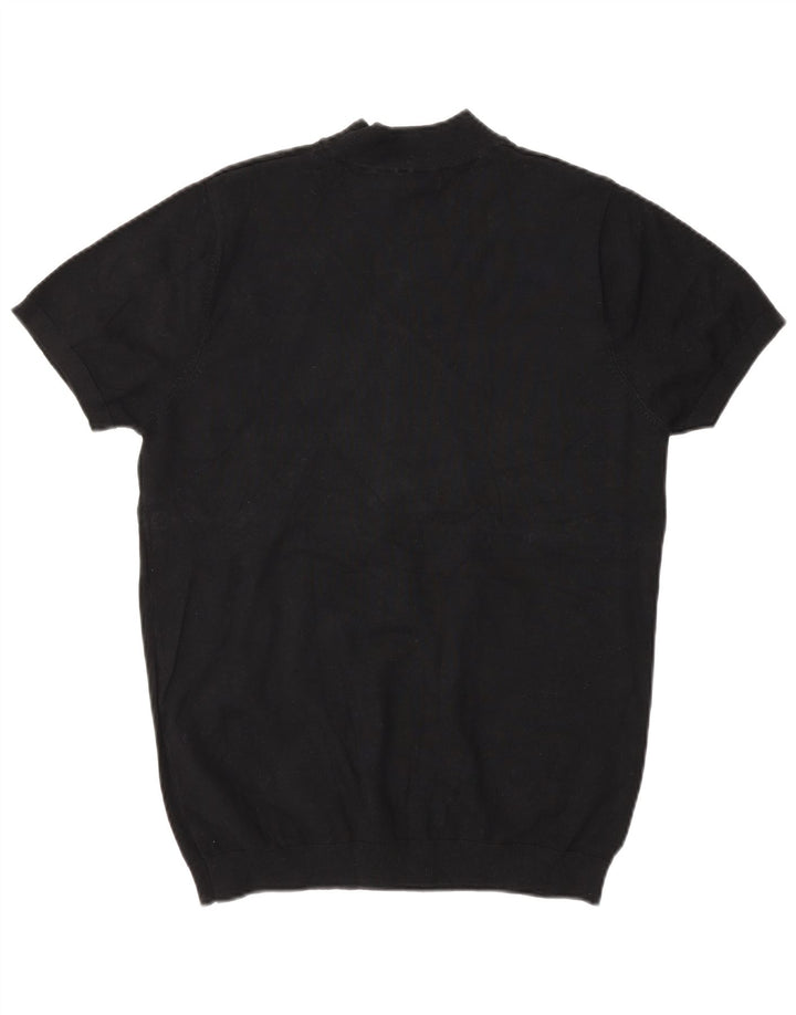 Zara Suéter masculino de manga curta com gola tartaruga pequeno preto