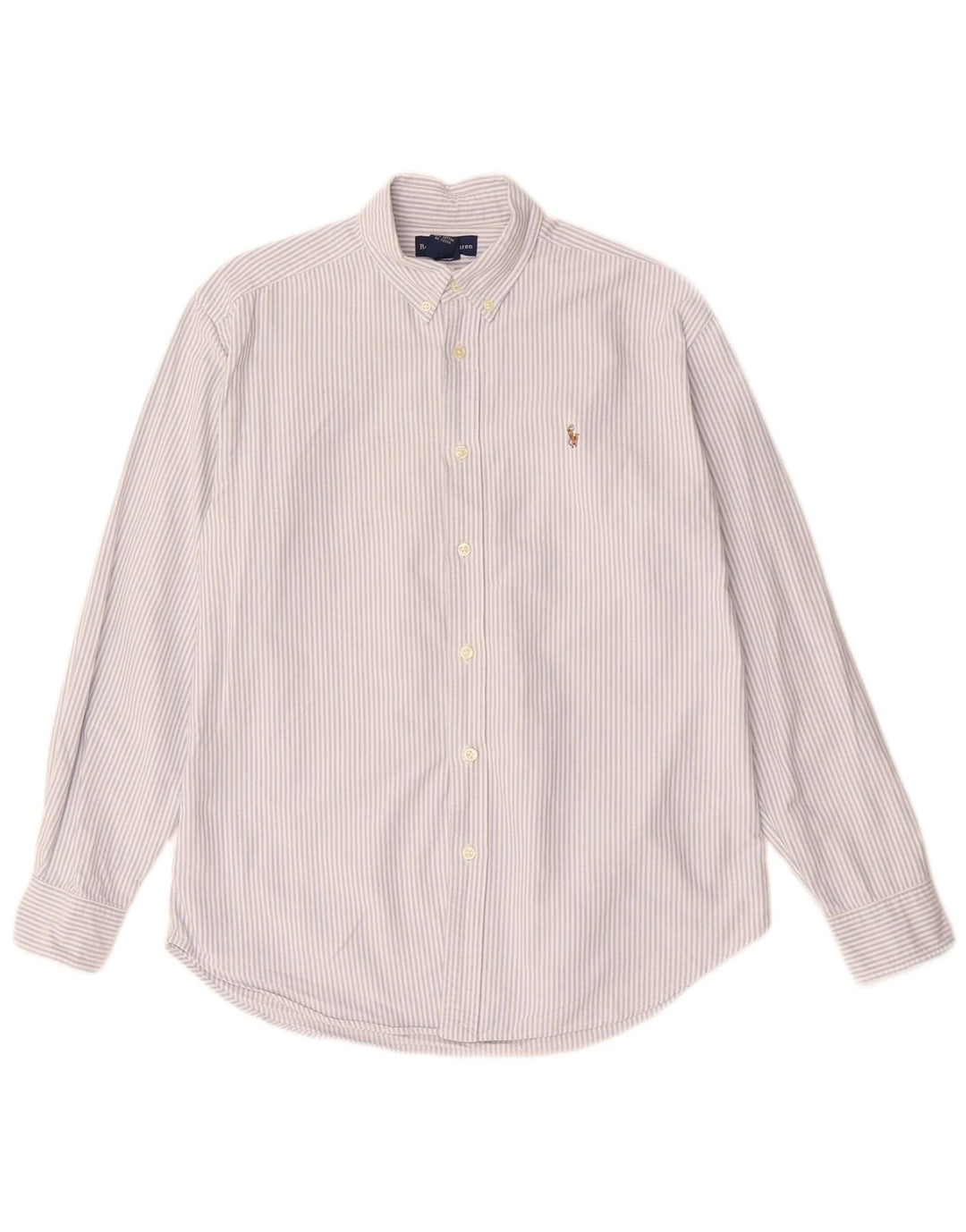 Camisa masculina RALPH LAUREN 15-16 anos grande algodão listrado azul