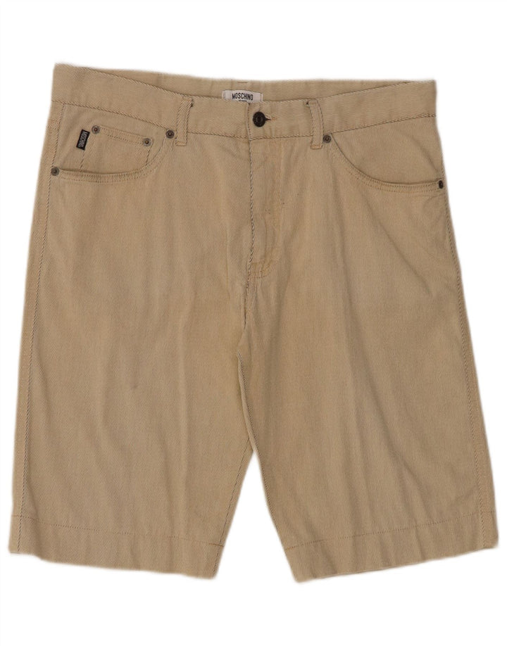 Shorts casuais masculinos Moschino W36 listrado bege grande