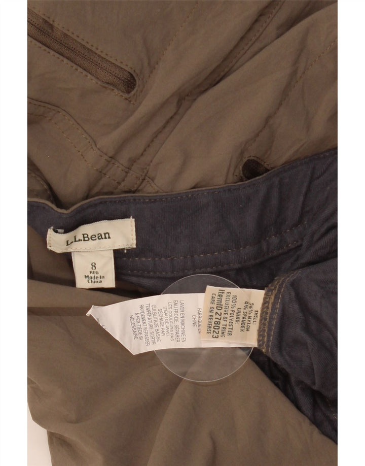 Calça cargo feminina reta L.L.Bean US 8 médio W30 L31 marrom nylon